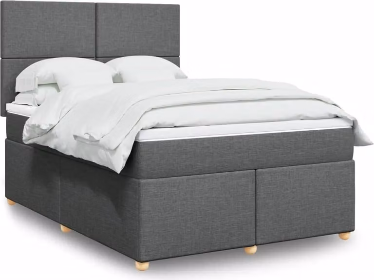 Maison Exclusive - Giroletto a Molle con Materasso Grigio Scuro 140x190 cm Tessuto