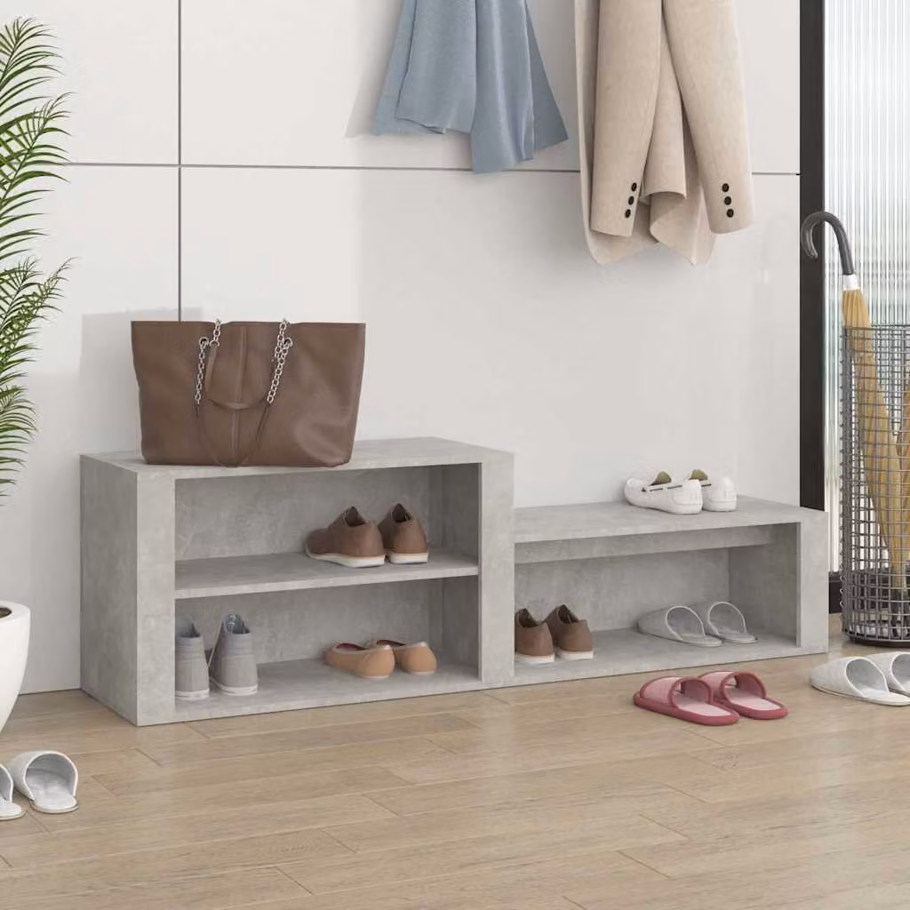 Scarpiera moderna vidaXL in legno multistrato grigio, L 150 x P 35 x H 45 cm