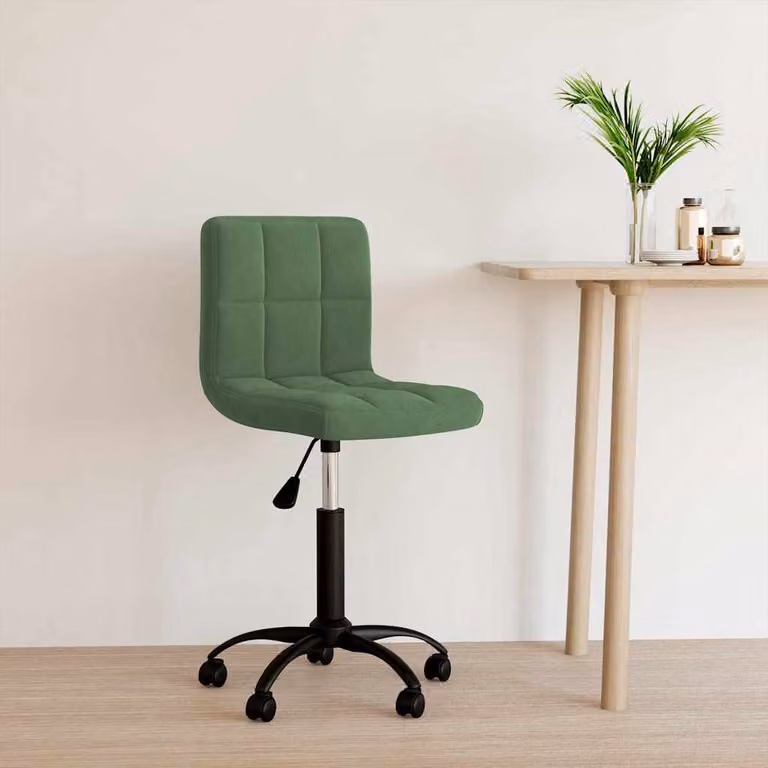 vidaXL Sedia da Ufficio Girevole in Velluto Verde con Base in Metallo
