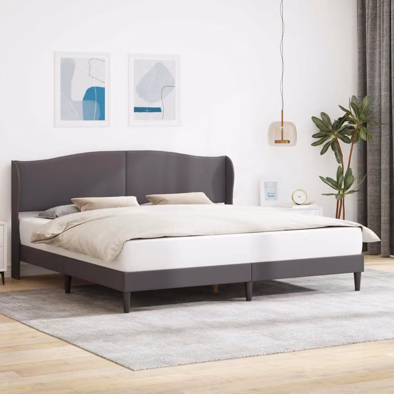 Struttura del letto con testiera vidaXL in similpelle grigia, L/P/H: 180 x 200 x 101 cm