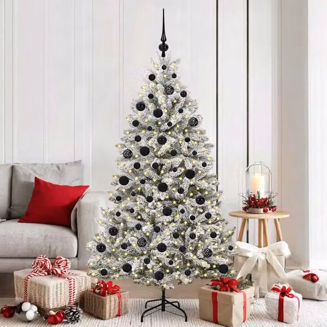 Albero di Natale artificiale moderno vidaXL verde con 300 LED bianco caldo, Altezza: 180 cm – 1