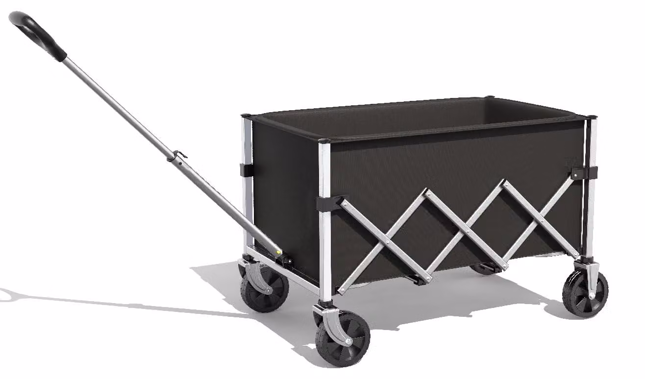 Carrello pieghevole e leggero, capacità 120 litri, adatto a tutti i terreni
