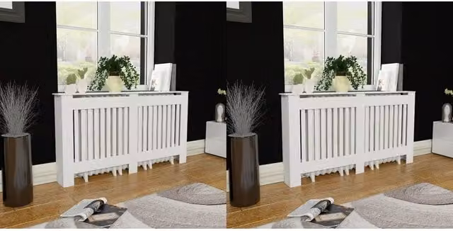 Set di 2 copritermosifoni vidaXL in MDF bianco moderno, Altezza: 152 cm – 2