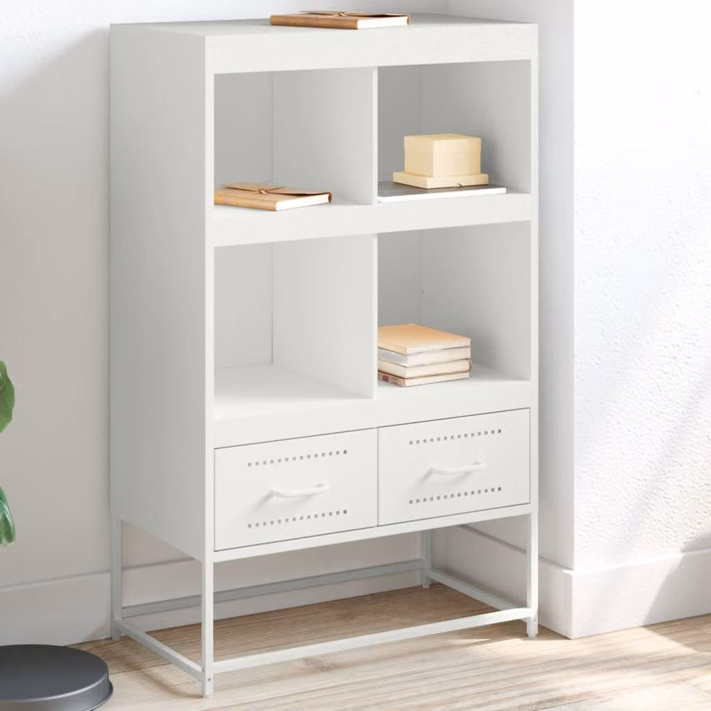Credenza moderna vidaXL in metallo bianco opaco L: 68 cm, P: 39 cm, H: 111,5 cm