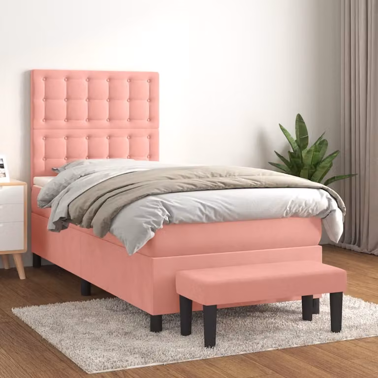 Maison Exclusive - Giroletto a Molle con Materasso Rosa 100x200 cm in Velluto