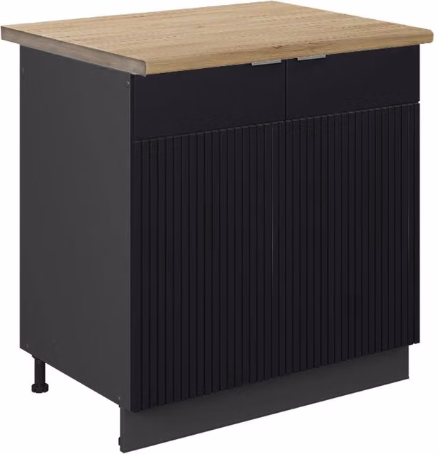 Mobile lavello cucina Fame-Line Nero rigato/Antracite 80 cm, PL Rovere Vicco