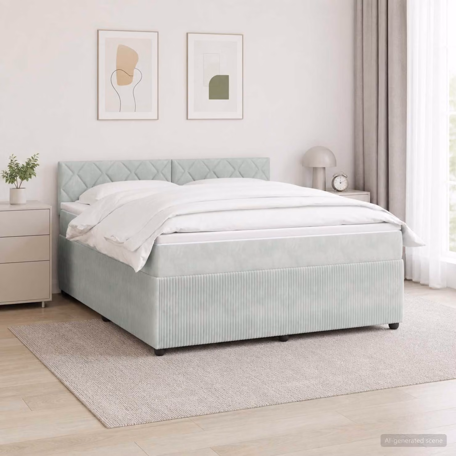 Maison Exclusive - Letto boxspring con materasso Grigio chiaro 140 x 200 cm Velluto
