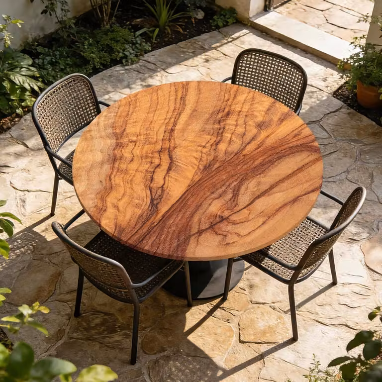 Tovaglia rotonda con elastico, effetto legno, diametro 90 cm, ideale per giardino e ristorante