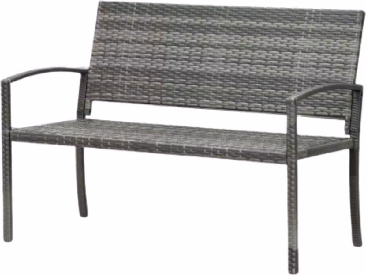Panca da giardino Valora a 2 posti in polyrattan - Resistente alle intemperie con struttura in acciaio - Per giardino, patio e veranda - Grigio