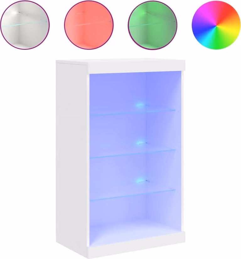 Credenza con Luci LED Bianca 60,5x37x100 cm