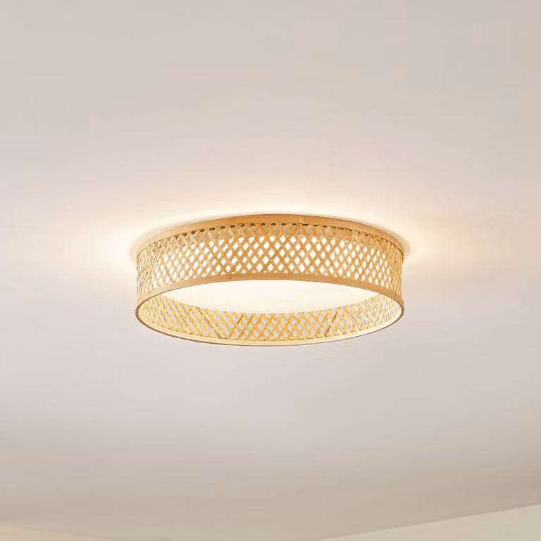 Plafoniera a LED Eilif Lindby, Legno chiaro, Soggiorno / Sala da pranzo, bambù, Moderno, Plafoniera LED