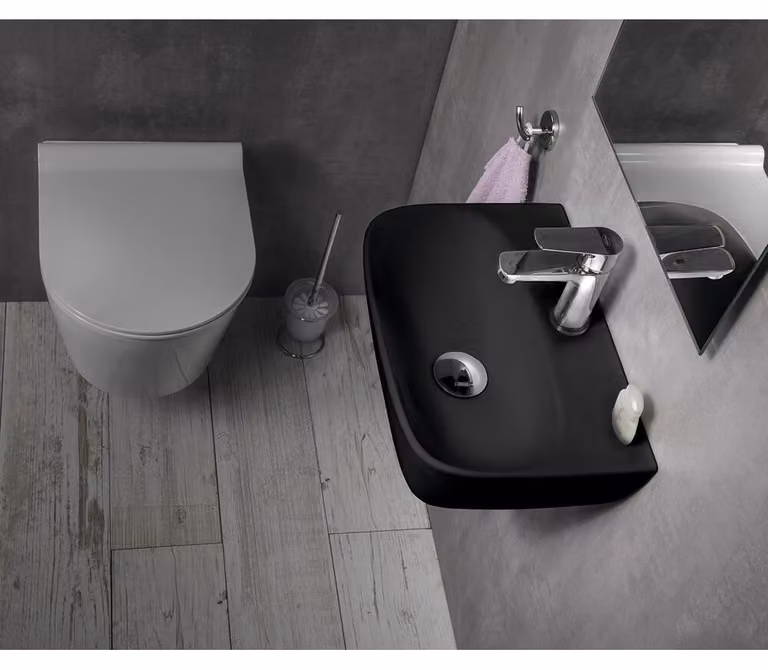 Sapho Small - Lavabo NERISSA 420x290 mm, senza sfioratore, foro per miscelatore, nero opaco AR265B
