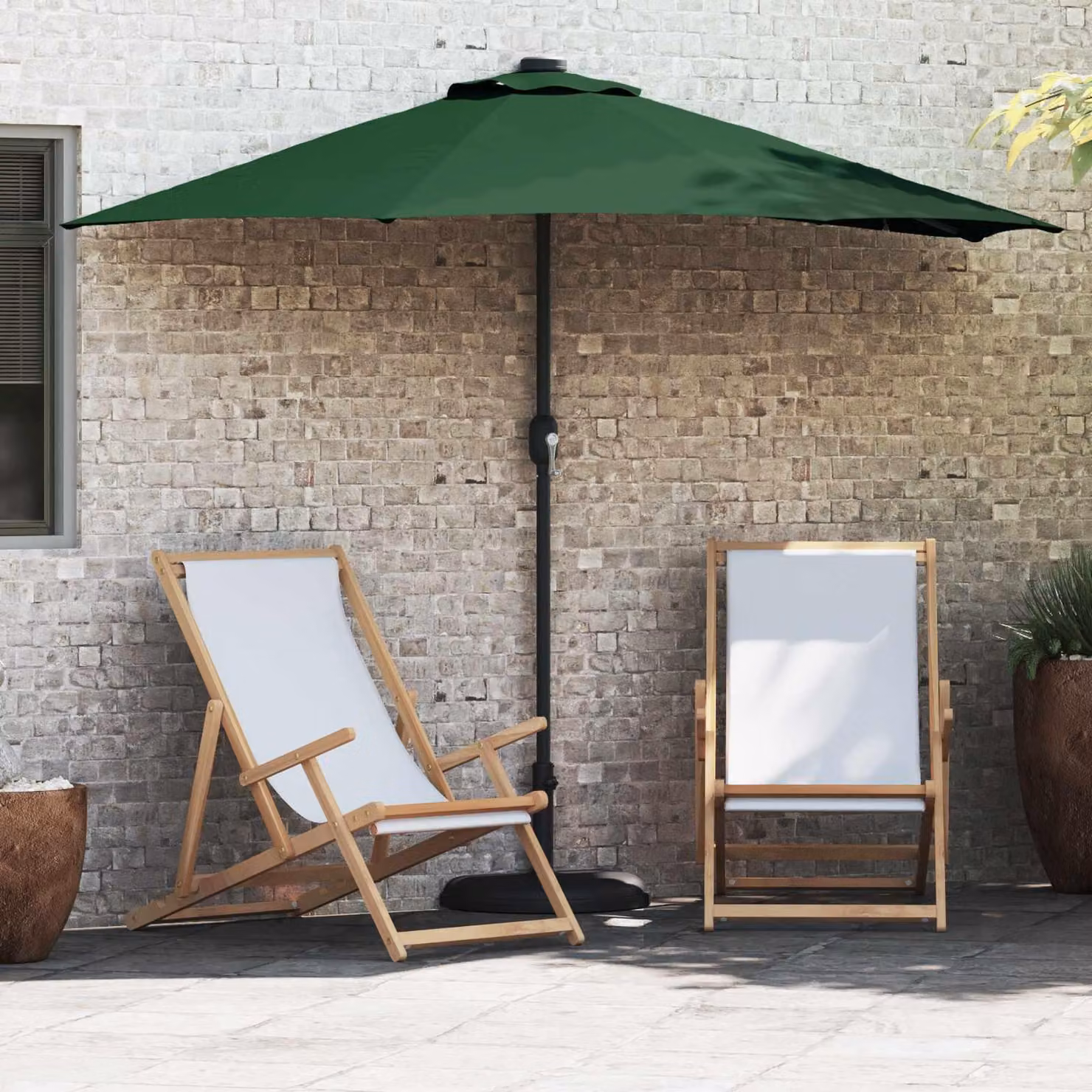 Maison Exclusive - Ombrellone da giardino, dimensioni 294 x 150 x 224 cm, realizzato in poliestere e acciaio, colore verde
