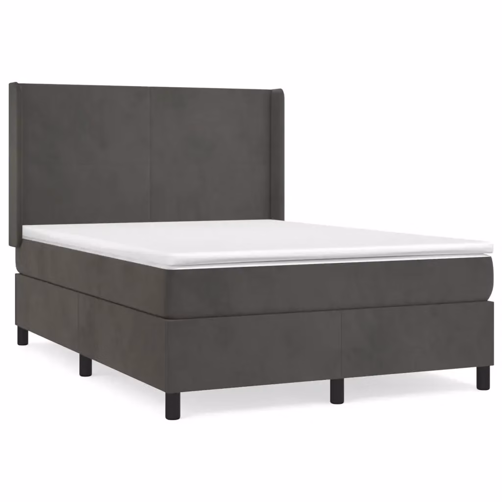 Giroletto a Molle con Materasso Ibrido vidaXL in Velluto Grigio e Legno di Larice L/P/H: 140 x 200 x 128 cm – 2