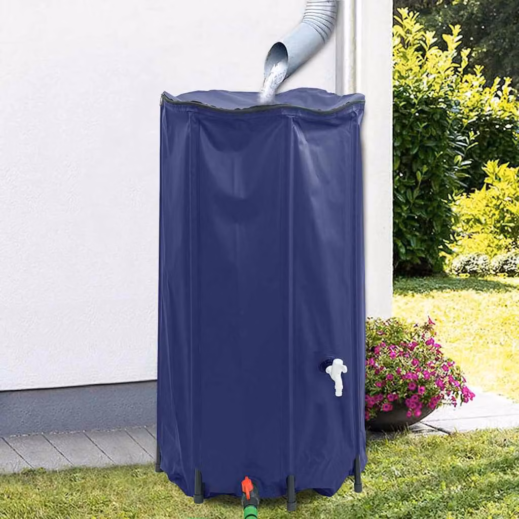 Serbatoio per acqua vidaXL in PVC blu con rubinetto e filtro, capacità 250 l