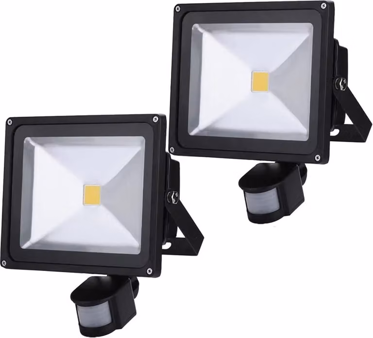 2x30W Faretti LED da esterno con sensore di movimento, Greenmigo, faretti da parete bianco caldo, alluminio nero, IP65, impermeabili, bianco luce diurna