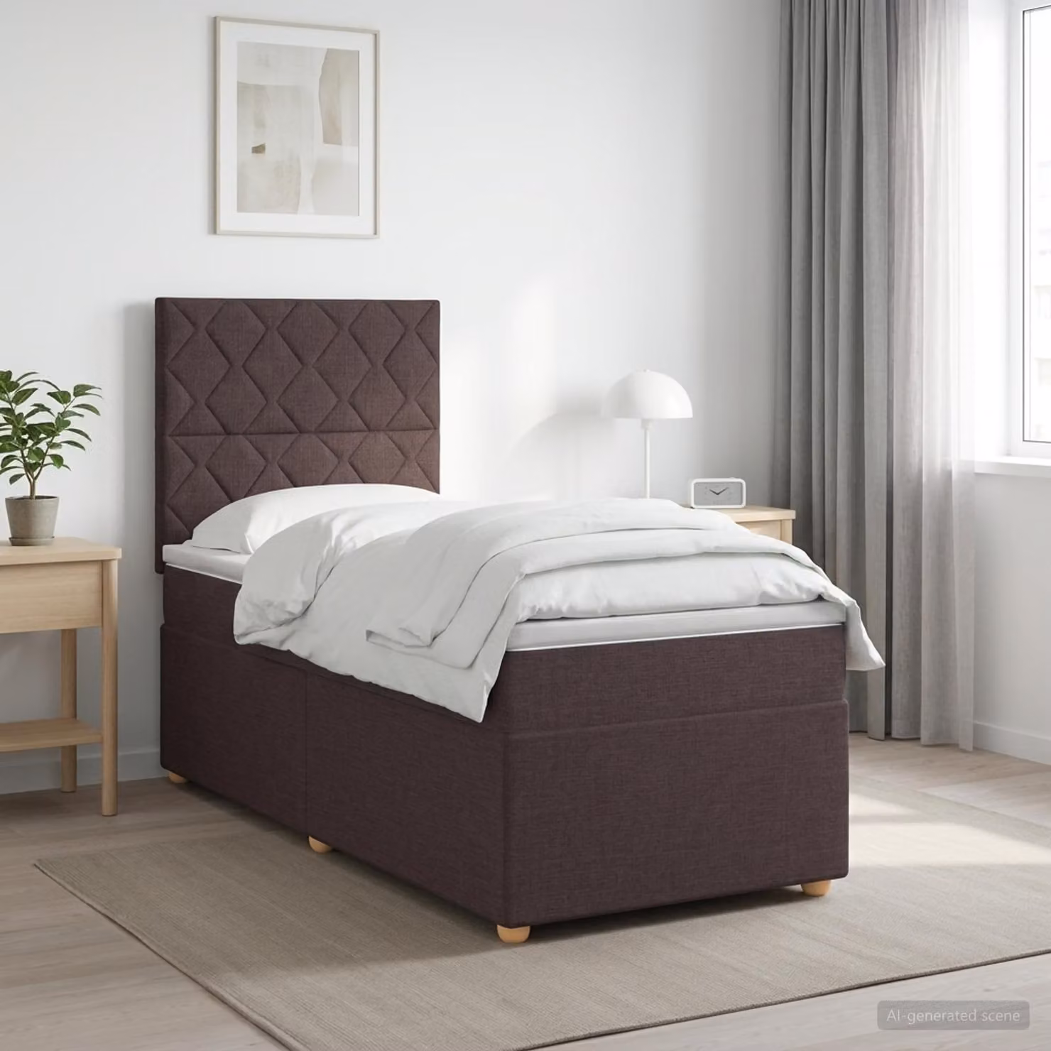 Letto box spring con materasso ibrido vidaXL Marrone e Bianco L/P/H: 200 x 90 x 140,5 cm