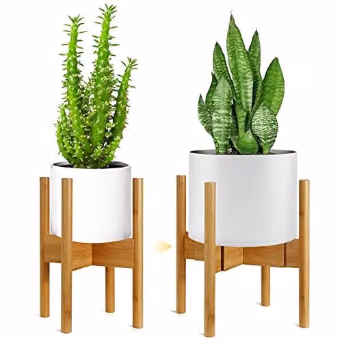 Gunolye Supporto per piante in bambù regolabile, supporto espandibile per piante, moderno supporto per vasi da fiori per interni ed esterni, adatto per vasi da 20-30 cm (piante e vaso non incluso)
