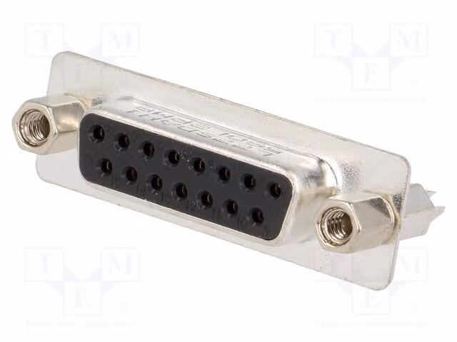 1x Connettore D-Sub, femmina, 15 pin, montaggio a foro passante, modello L77SDAH15SOL2RM8. Connettori D-Sub
