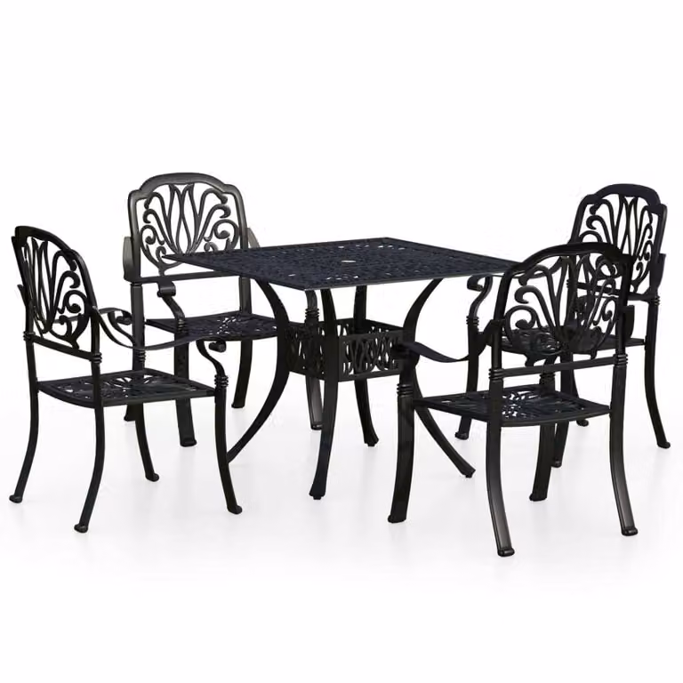 Set da Bistrot 5 pz in Alluminio Pressofuso Nero