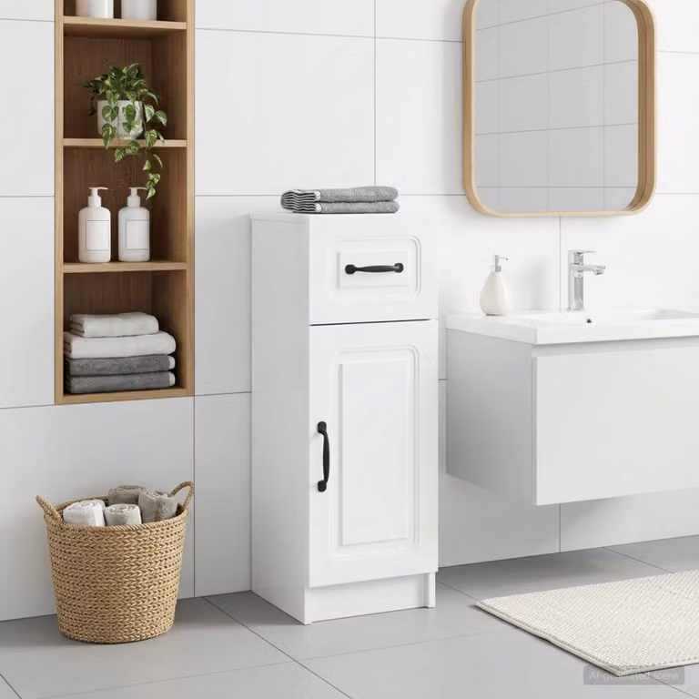 Mobiletto da bagno moderno vidaXL UTRECHT bianco lucido L/P/H: 30 x 31 x 77 cm