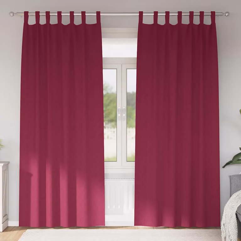 Set di 2 tende blackout vidaXL con anelli, colore rosso, H: 260 cm x L: 140 cm