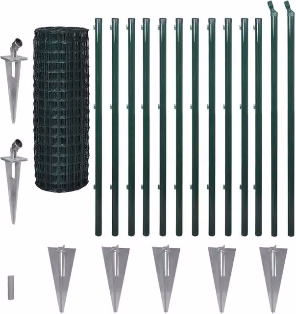 Recinzione da Giardino | Recinzione Europea in Acciaio 25 x 1,2 m Verde