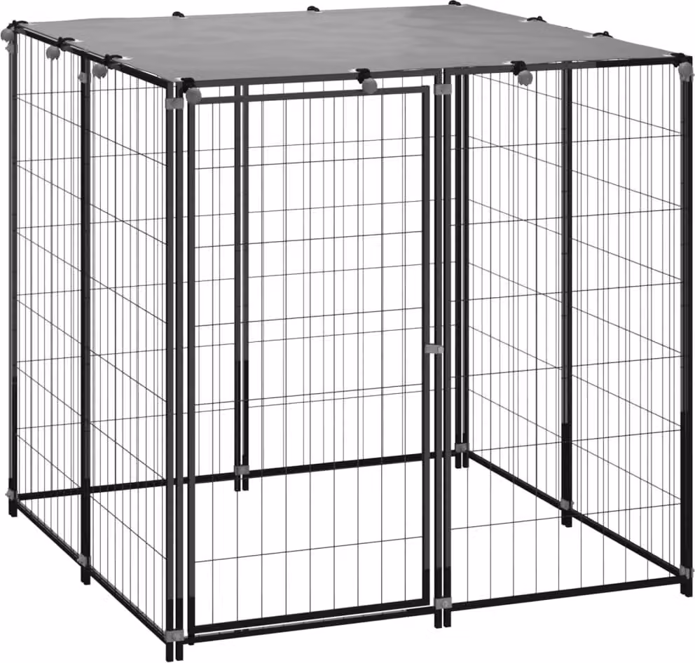 The Living Store Cuccia per cani 110x110x110 cm Acciaio Nero