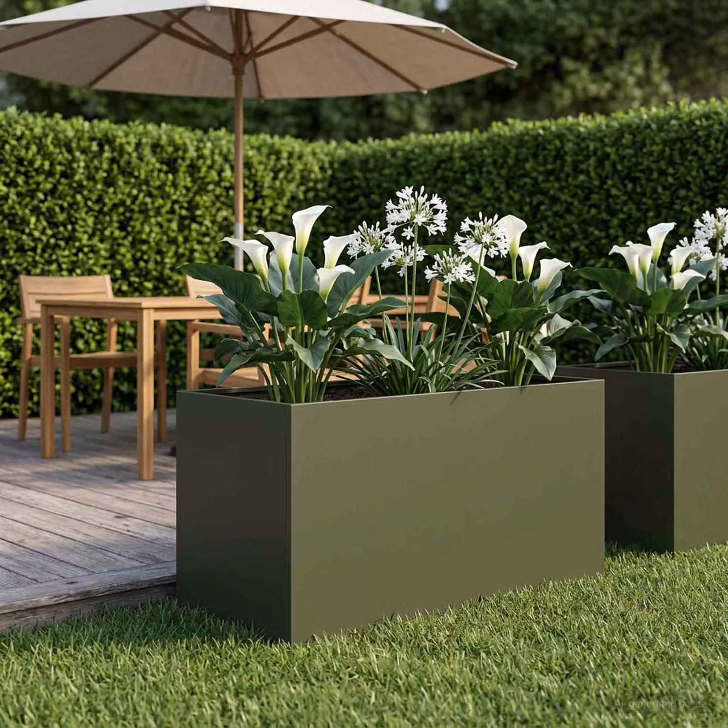 vidaXL Vaso da giardino in metallo Verde, L: 80 cm, P: 50 cm, H: 50 cm