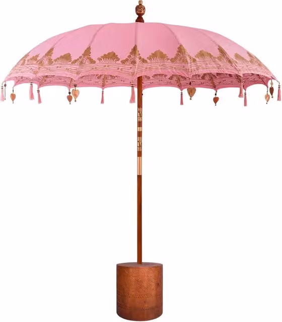 Ombrello balinese con base Rosa e Marrone Ø 210-220 cm 3433029