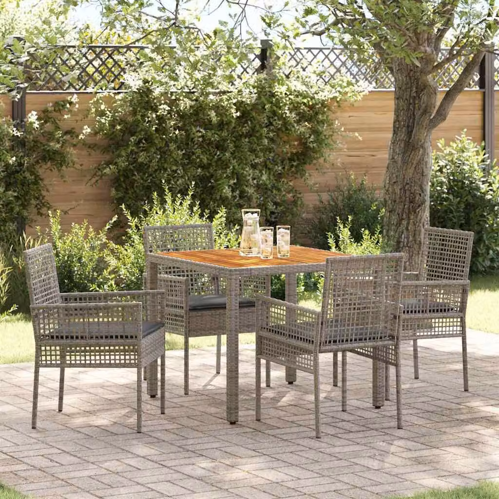 Maison Exclusive - Set da Pranzo per Giardino 5 pcs Grigio polyrattan