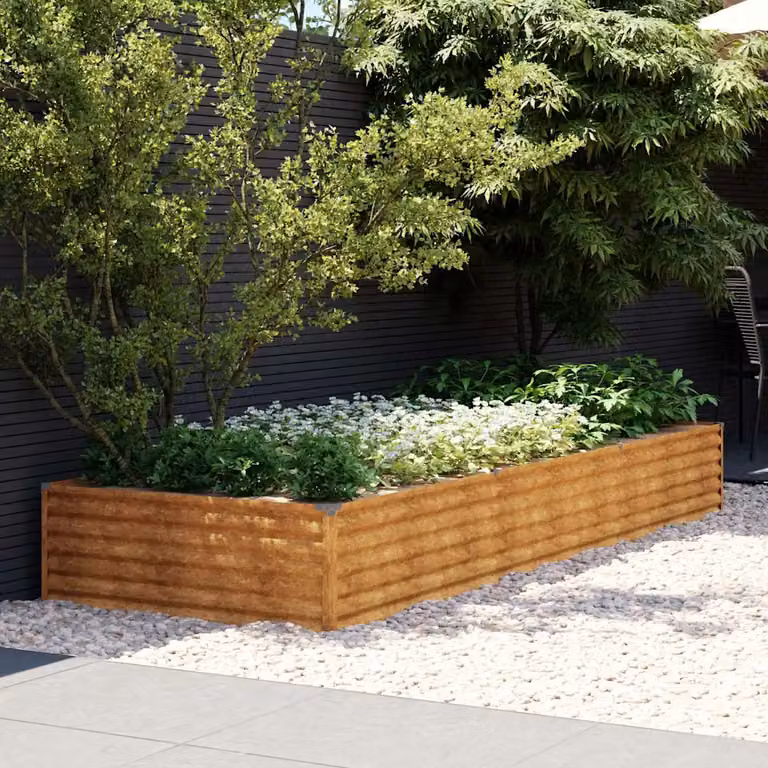 Fioriera Rialzata da Giardino vidaXL in Acciaio Corten Marrone L: 291 cm, P: 100 cm, H: 36 cm