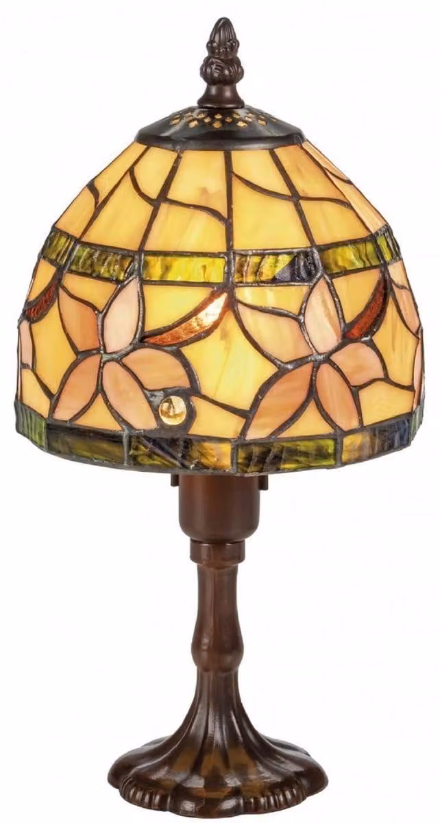 Casa Padrino lampada da tavolo Tiffany marrone / multicolore Ø 15 x H. 30 cm - Lampada sgabello