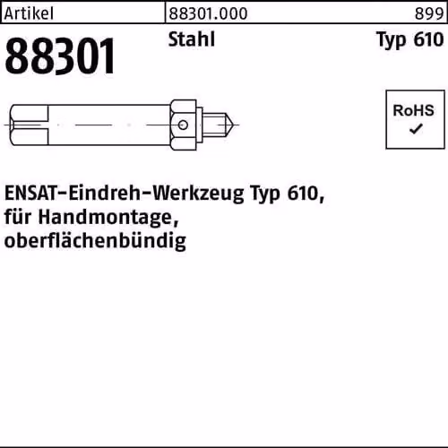 Utensile di inserimento R 88301 tipo 610 M3 acciaio 1 pezzo ENSAT