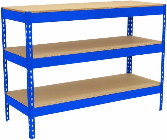 Banco tavolo da lavoro Simon Rack in metallo e legno colore blu, L: 120 cm, P: 90 cm, H: 45 cm