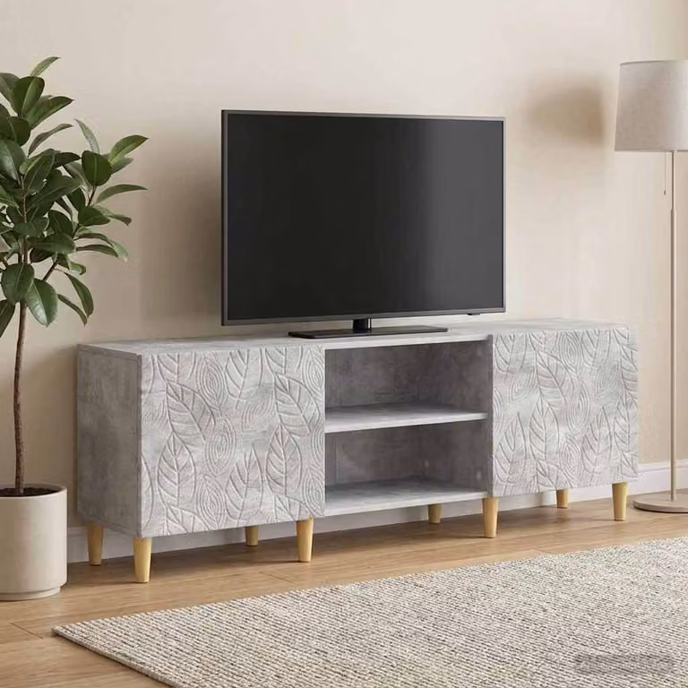 Mobile TV vidaXL in stile vintage, Grigio Cemento e Legno, L: 150 cm, P: 31 cm, H: 50 cm