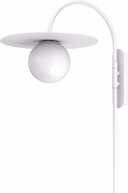 Applique Flat Luminex in metallo bianco, design minimalista rotondo, attacco E27, dimmabile