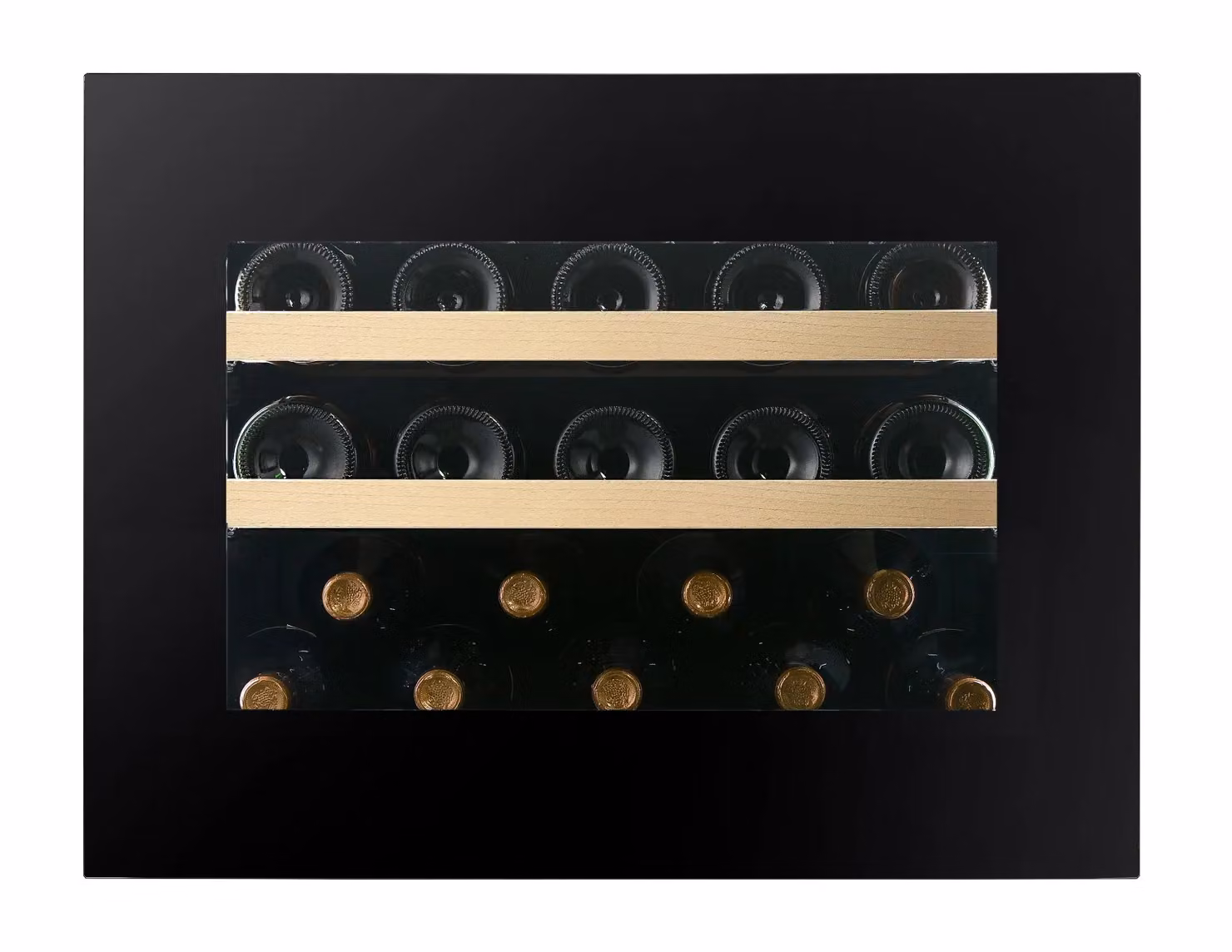 Cantina Linea Noble porta 'full glass' nera push to open, classe F, 19 bottiglie - DVN-19.50B.TO