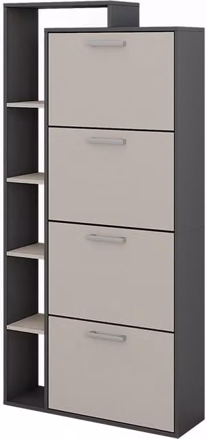 Scarpiera Orlando Vicco Antracite e Grigio con 4 scomparti inclinabili L: 80 cm, H: 166.1 cm