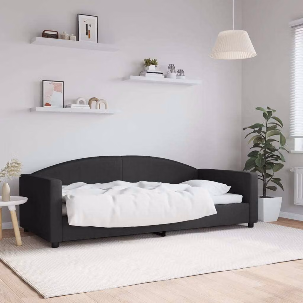 Maison Exclusive - Letto a giorno nero, 90x200 cm, rivestito in tessuto