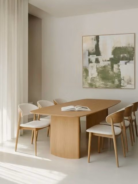 Tavolo da pranzo rettangolare Shira Kenay Home in impiallacciatura di rovere color beige e marrone, L: 220 cm