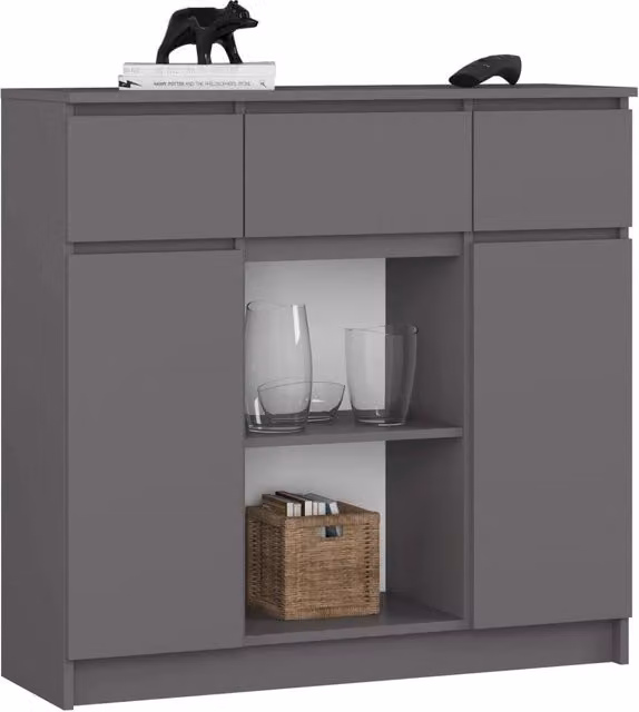 Cassettiera Akord Furniture AKORD K100 Grigio Grafite con 2 ante e 3 cassetti L/P/H: 101 x 35 x 98 cm