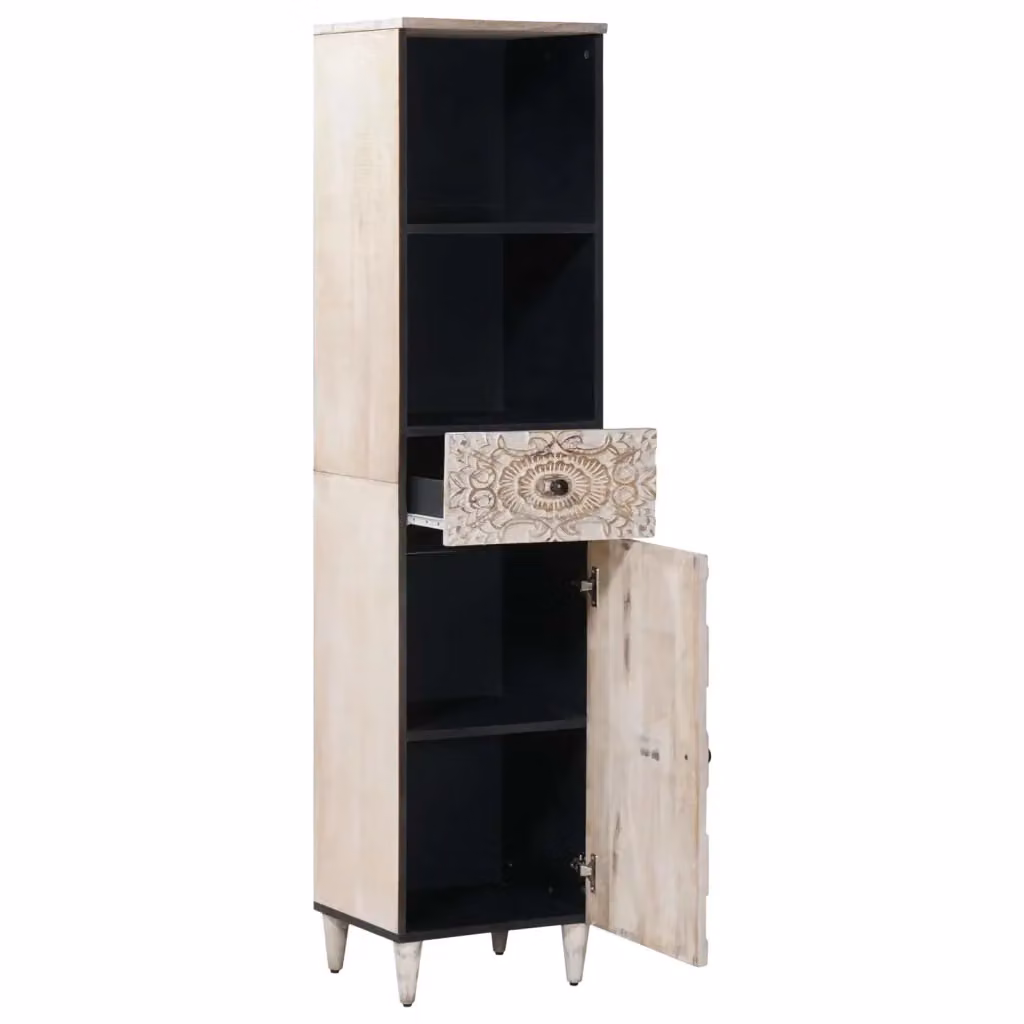 Mobile da bagno moderno vidaXL in legno e metallo con ante e cassetti, L/P/H: 38 x 33,5 x 160 cm – 2