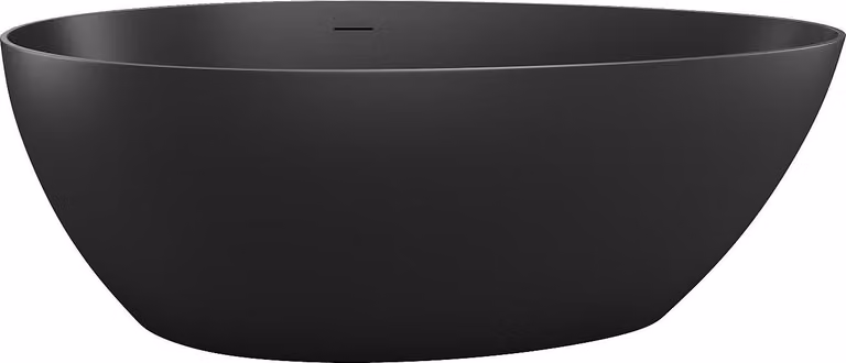 Vasca da bagno ovale freestanding 160 x 82 x 58 cm, acrilico nero opaco, 245 L, modello APULIA