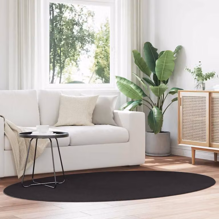 Tappeto moderno vidaXL HUARTE nero in 100% poliestere, lavabile e antiscivolo, L: 140 cm x P: 200 cm