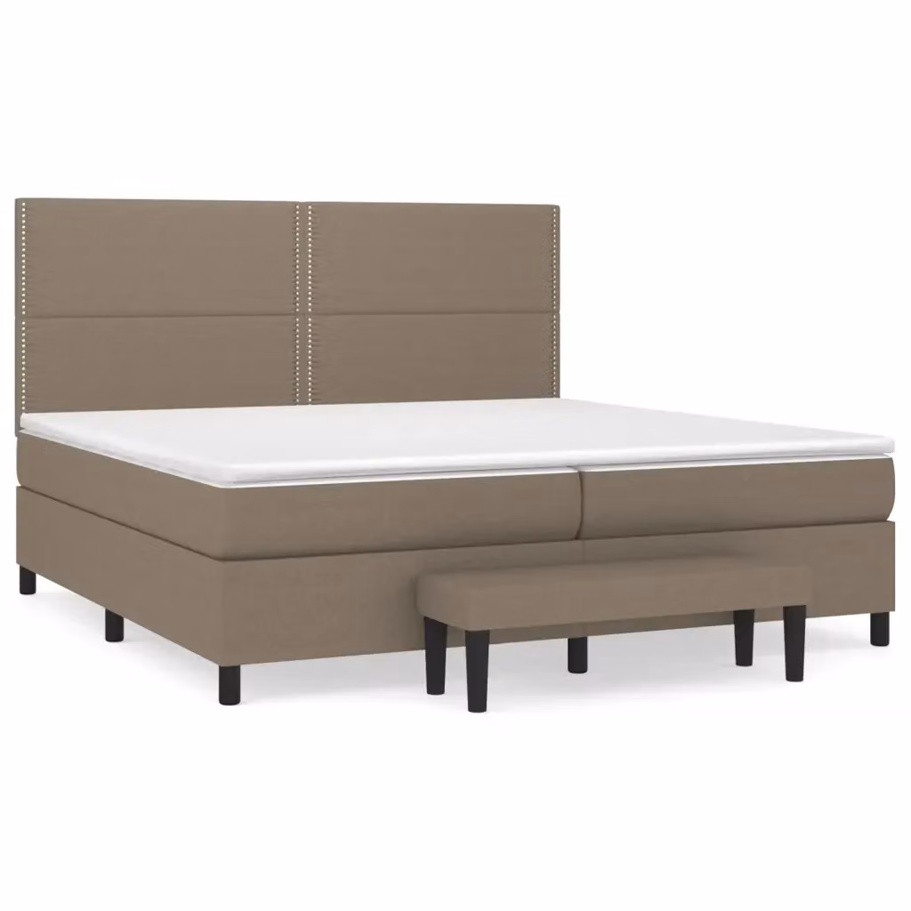 Letto Ibrido con Giroletto a Molle e Materasso vidaXL in Tessuto Beige e Bianco L/P/H: 200 x 200 x 25 cm – 2