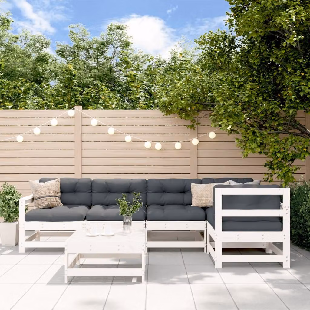Maison Exclusive - Set Salotto da Giardino 6 pz Bianco in Legno Massello di Pino