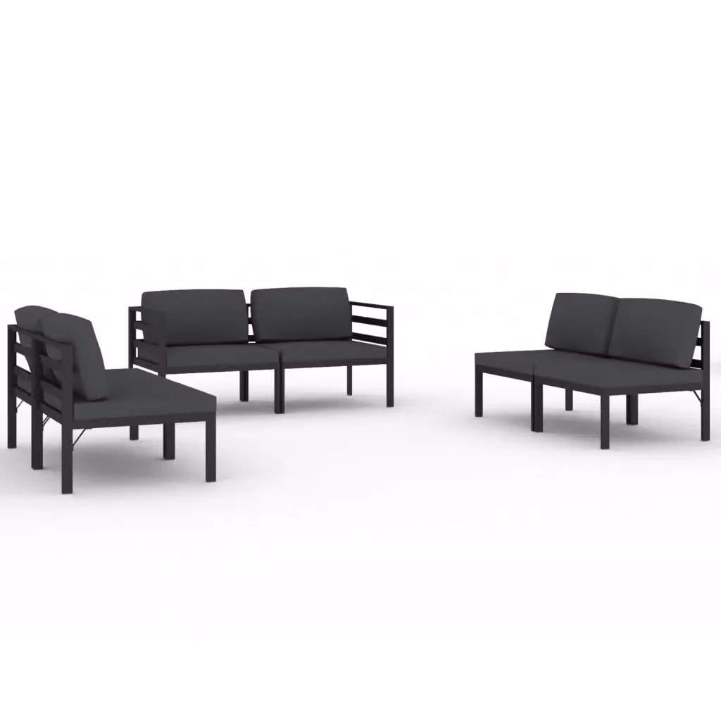 Set di divani da giardino a L vidaXL composto da 6 pezzi con cuscini in alluminio antracite e struttura in metallo rivestito – 2