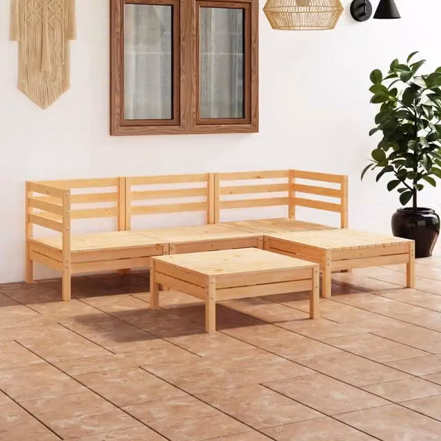 Set Salotto da Giardino 5 pz in Legno Massello di Pino 3082672