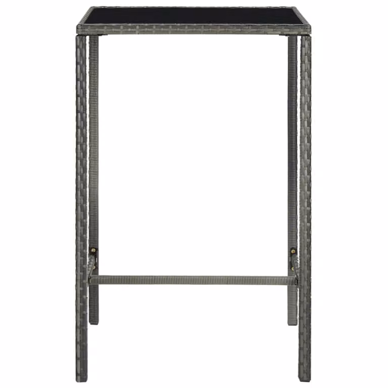Tavolo da Bar da Giardino Grigio 70x70x110 cm Polyrattan Vetro